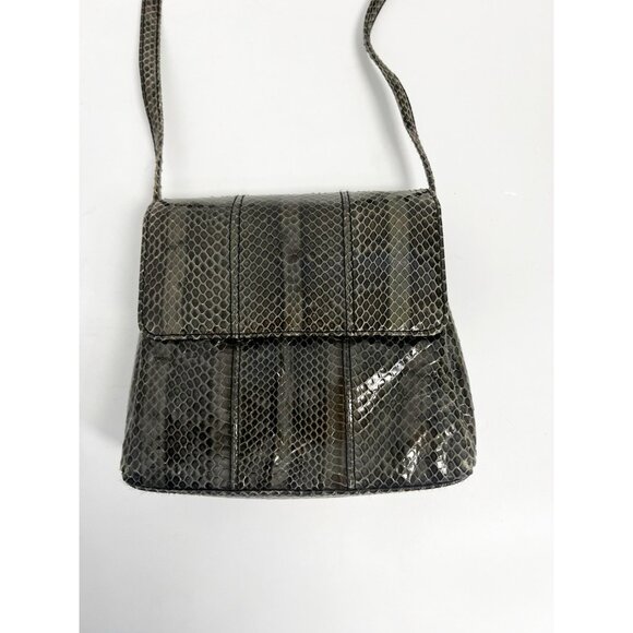 Pantera VINTAGE Grey GENUINE SNAKE SKIN Leather SHOULDER HANDBAG CROSSBODY BAG - Picture 2 of 12